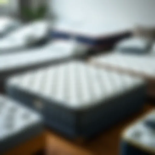 Different types of king size mattresses showcasing various materials.