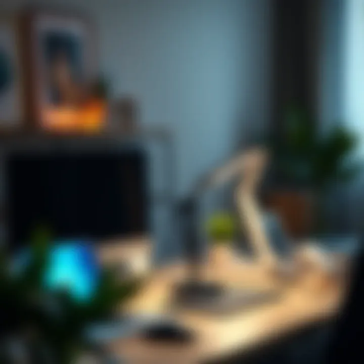 Aesthetic arrangement of desk lights enhancing interior design