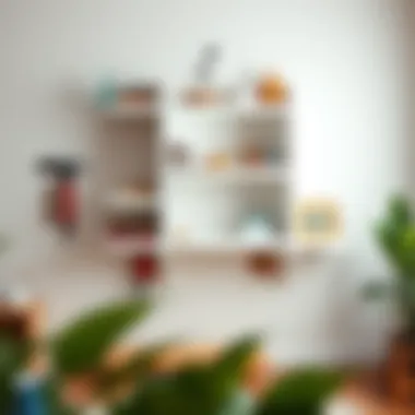 DIY installation of white wall shelves with tools