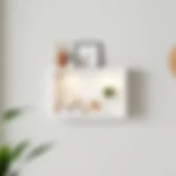 Minimalist white wall shelf displaying decorative items
