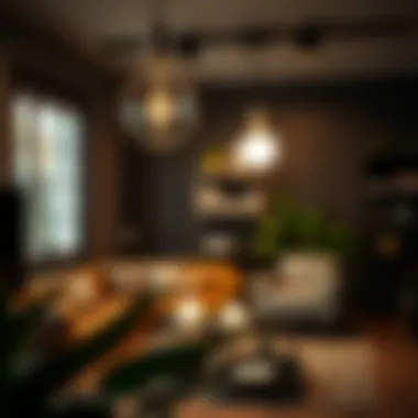 Ambient lighting created by remote LED bulbs in an interior setting