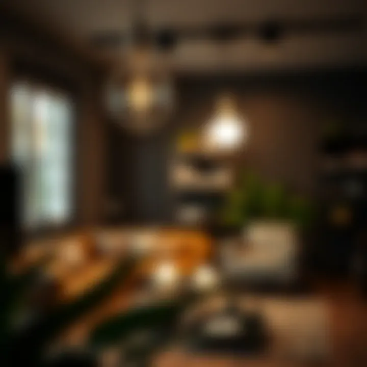 Ambient lighting created by remote LED bulbs in an interior setting