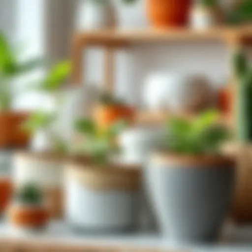 A variety of plant grow pots made from different materials