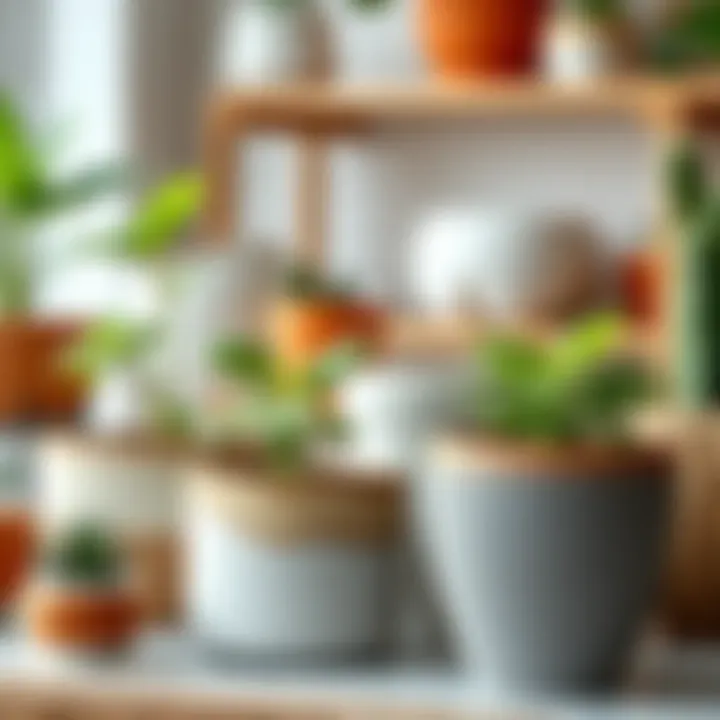 A variety of plant grow pots made from different materials