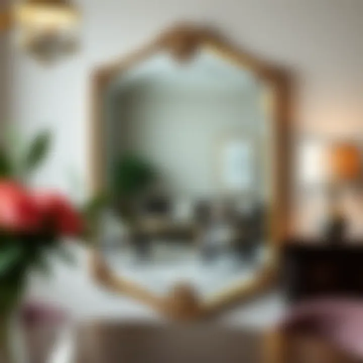 Elegant Asymmetrical Mirror in Modern Setting Elegant asymmetrical mirror reflecting modern decor