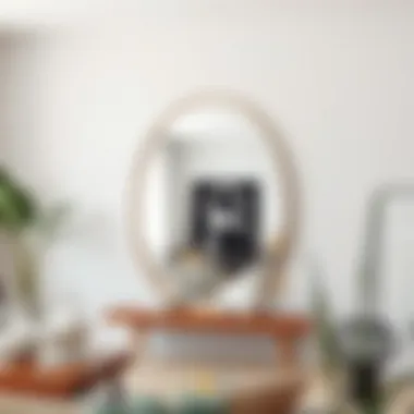 Asymmetrical Mirror in Bright Living Space Asymmetrical mirror enhancing a bright living space