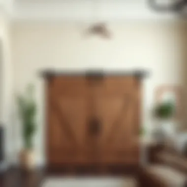 An aesthetically pleasing installation of a barn door, emphasizing its functional design.