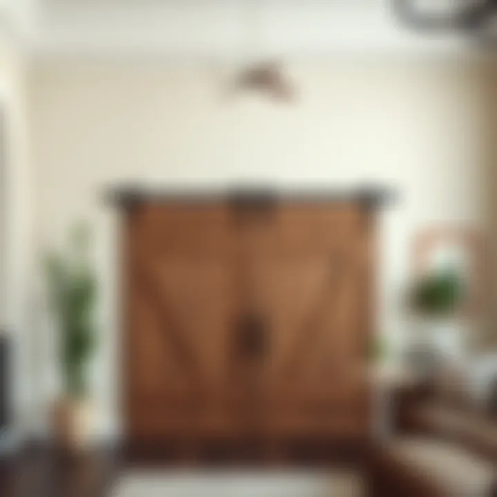 An aesthetically pleasing installation of a barn door, emphasizing its functional design.