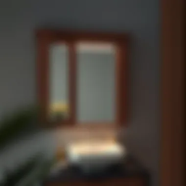 Stylish Wooden Medicine Cabinet Stylish wooden medicine cabinet with warm lighting