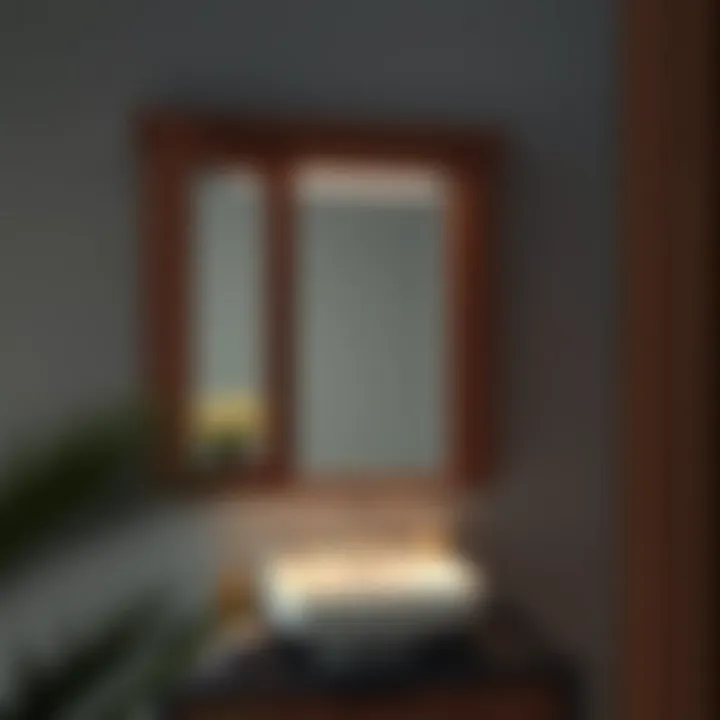 Stylish Wooden Medicine Cabinet Stylish wooden medicine cabinet with warm lighting