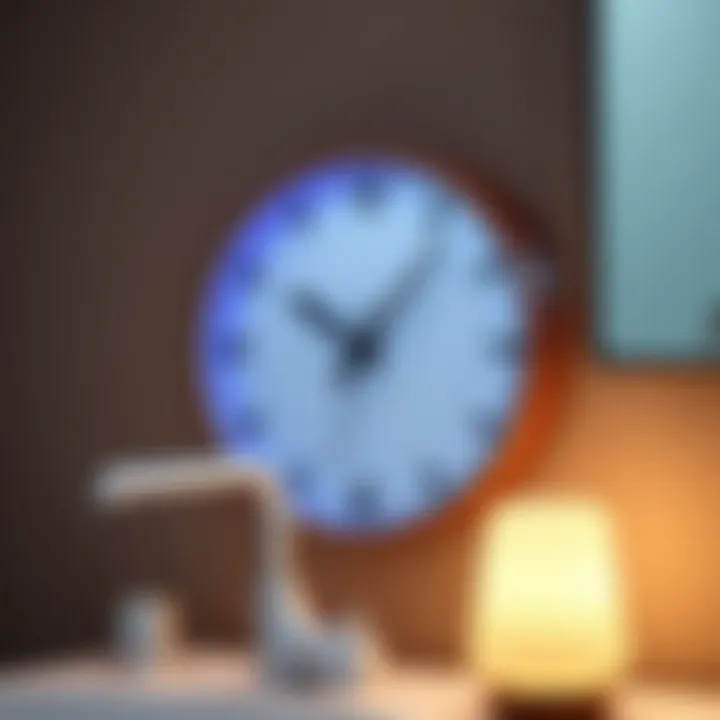 Close-up of a modern bathroom clock design
