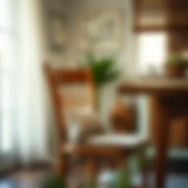 Rustic wooden dining chair with cushion