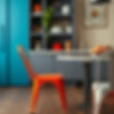 Stylish metal dining chair in a vibrant color