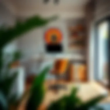 Stylish home office setup featuring a standing desk