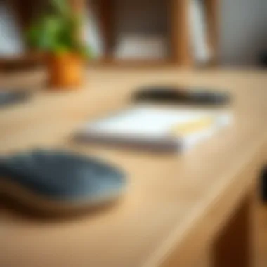 Close-up of sustainable materials used in standing desks