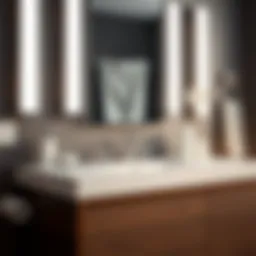 Elegant bathroom accessories displayed on a modern vanity