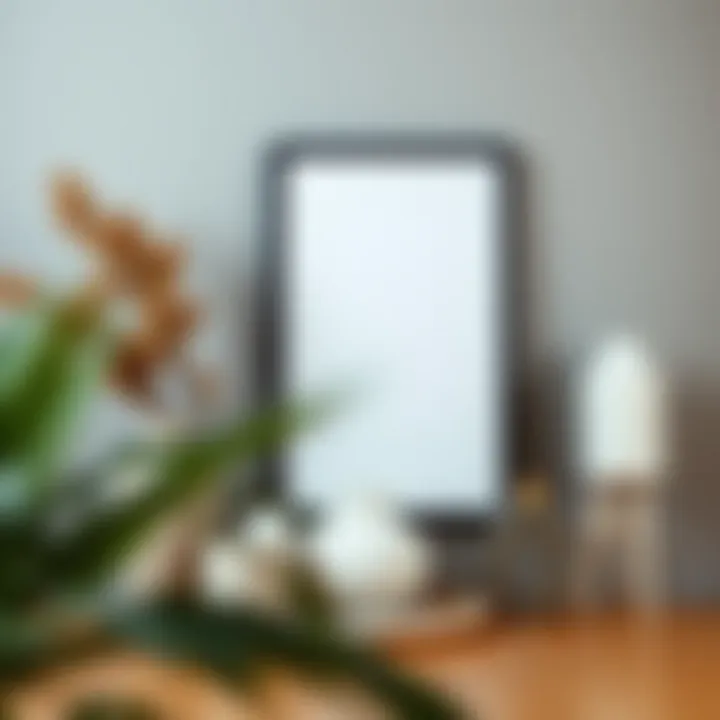 Styling with the Bjorksta Frame A stylish arrangement featuring the Bjorksta frame among various decorative elements.