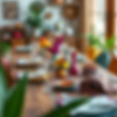 Colorful table settings featuring unique accessories and patterns