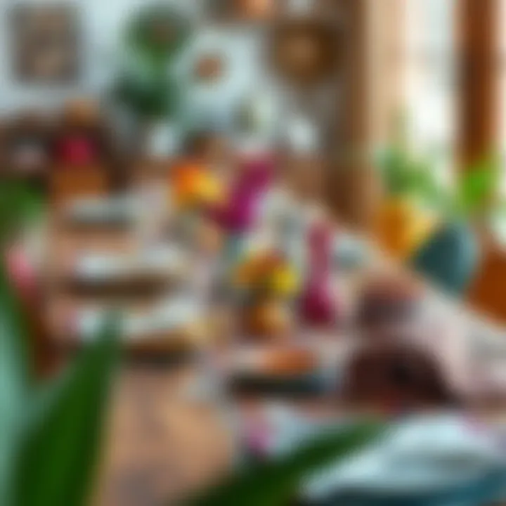 Colorful table settings featuring unique accessories and patterns