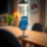 Enhance Your Zoom Call with a Stylish Holder A stylish phone holder enhancing a Zoom call setup