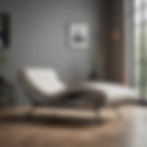 Elegant chaise lounge chair with wheels in a modern living room setting