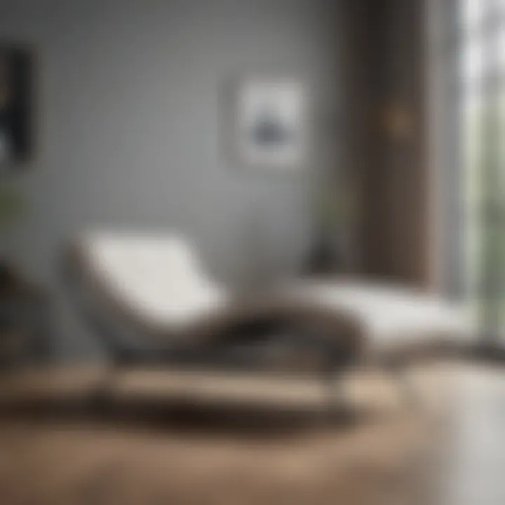 Stylish Modern Chaise Lounge with Mobility Elegant chaise lounge chair with wheels in a modern living room setting