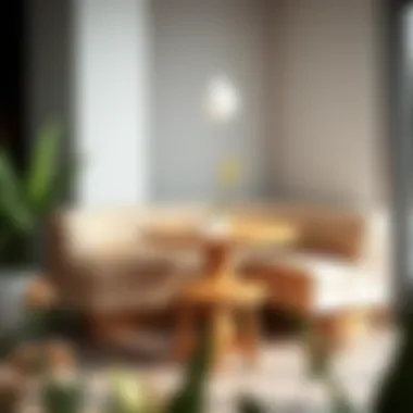 Chic Corner Table and Bench Arrangement Chic corner table and bench arrangement in a sleek modern interior