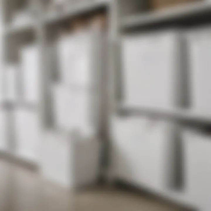 A close-up of Container Store white bins showcasing their material