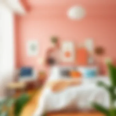 Artistic Arrangement of Decor Elements in a Colorful Space Artistic arrangement of decor elements in a colorful bedroom