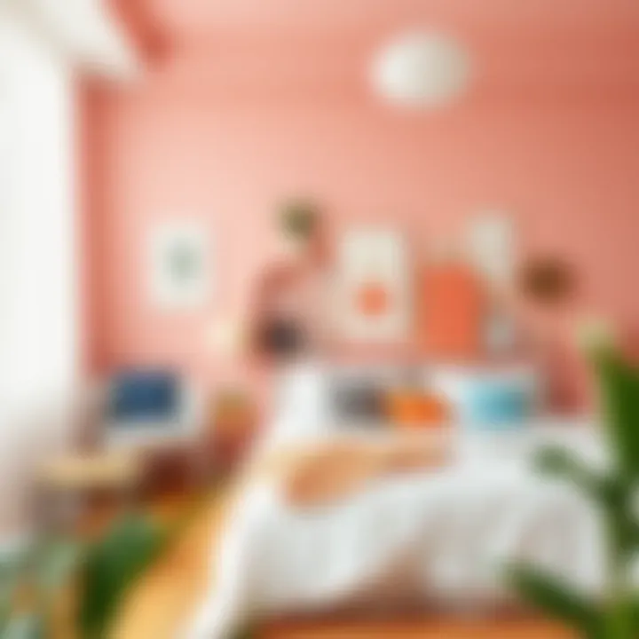 Artistic Arrangement of Decor Elements in a Colorful Space Artistic arrangement of decor elements in a colorful bedroom