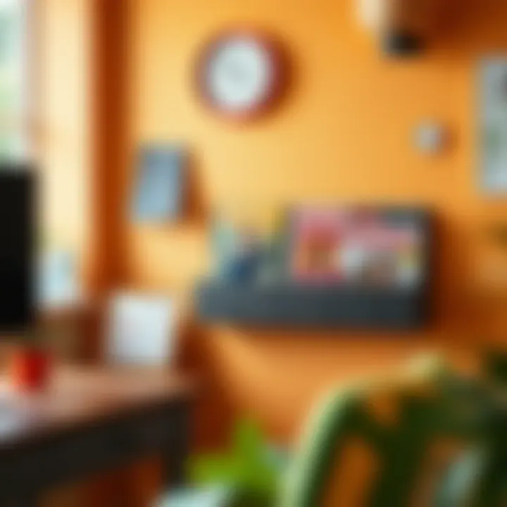 Colorful magazine holders enhancing a vibrant workspace