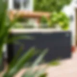 Stylish long deck storage box in a modern outdoor setting