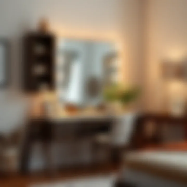 Stylish Vanity Design Stylish vanity with various decorative elements and storage