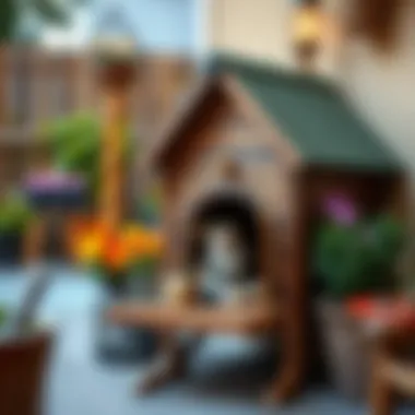 A cozy outdoor cat house featuring weather-resistant materials.