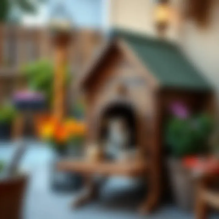 A cozy outdoor cat house featuring weather-resistant materials.