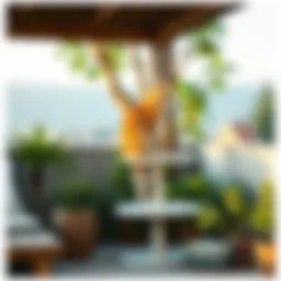 A stylish outdoor cat tree designed for comfort and safety.