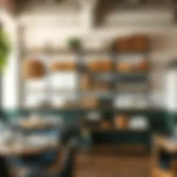 Diverse shelving options in a restaurant setting