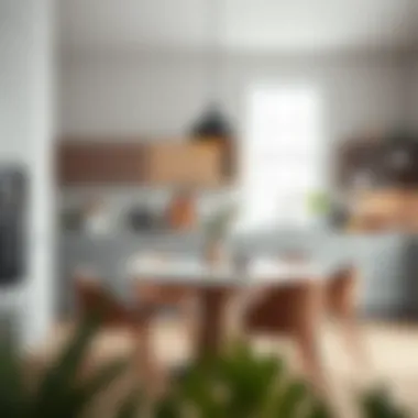 Modern Kitchen with Square Table A stylish 40 inch square table in a modern kitchen setup.