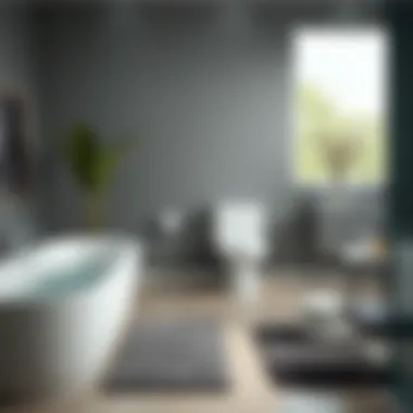 Functional placement of bathroom rugs in a modern setting