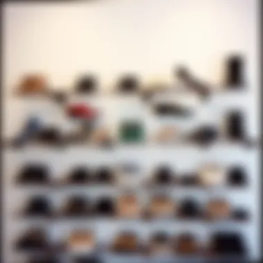 Stylish shoe shelving with an array of shoe styles displayed