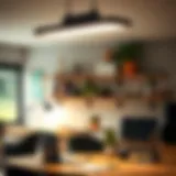 A sleek 36-inch LED shop light fixture elegantly illuminating a workspace.