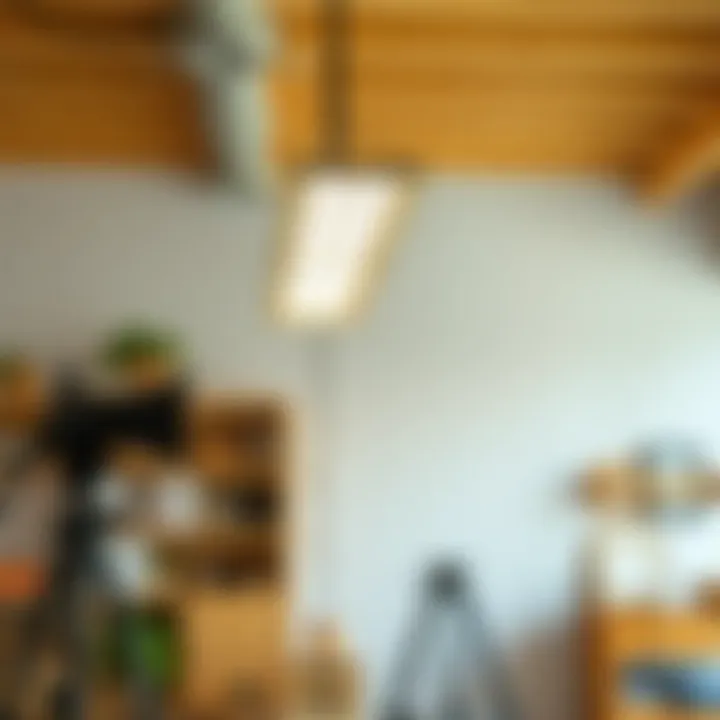 Organized Setup for Effective Installation An organized installation setup for a 36-inch LED shop light fixture.