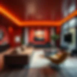 Contemporary living room with vibrant color palette