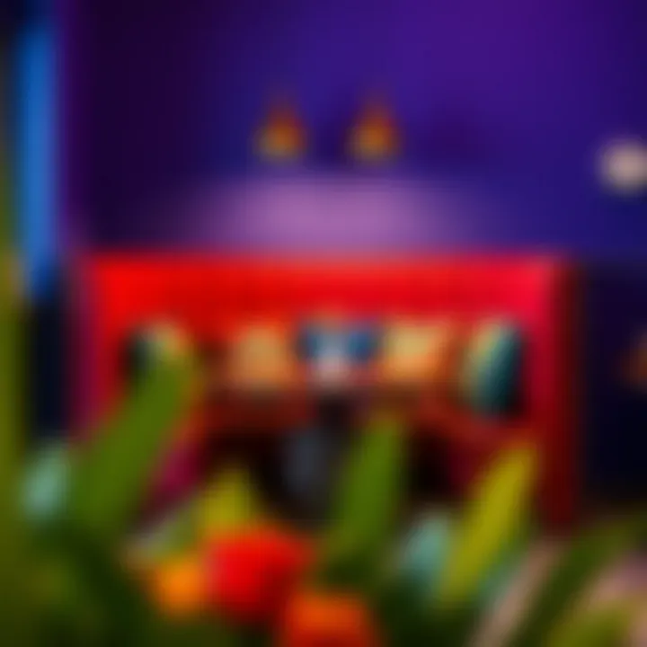 Cozy Corner Booth with Vibrant Decor Cozy corner booth with vibrant cushions and decor