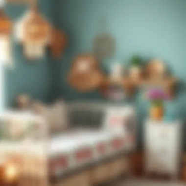 Cozy nursery corner featuring bohemian decor