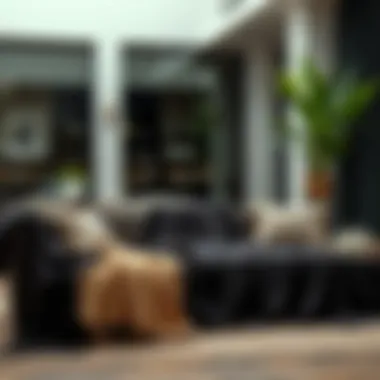 Elevated Ambiance A chic setup showcasing dark grey throw blankets in a commercial space