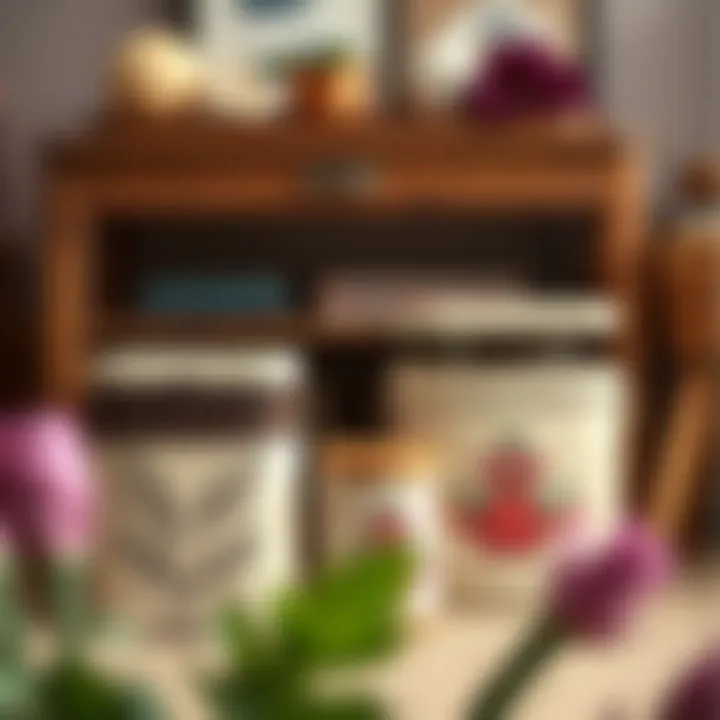 Aesthetic appeal of decorated storage bins with flip tops enhancing decor