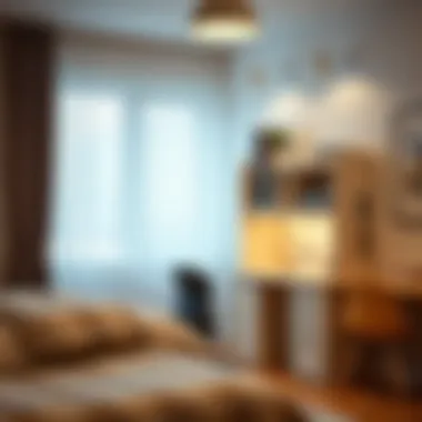 Compact desk hutch in a modern dorm setting