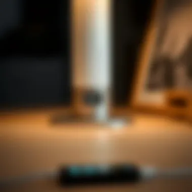 Close-up of a USB port on a desk lamp