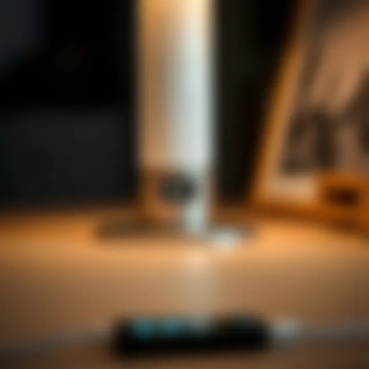 Close-up of a USB port on a desk lamp